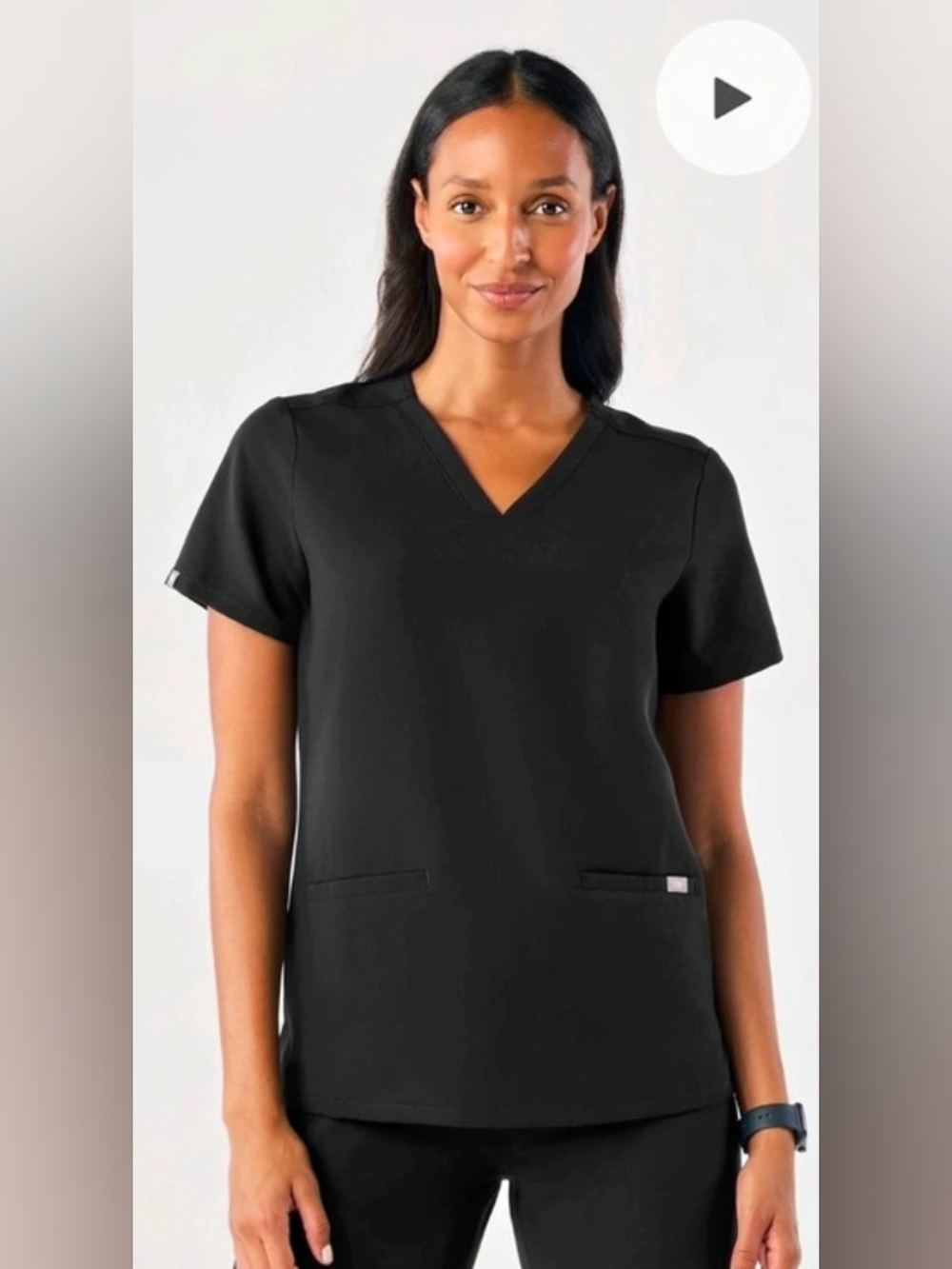 FIGS NWT Casma Scrub Top Black V-Neck